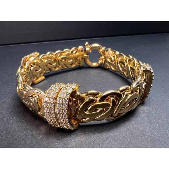 Moda Al Massimo White Cubic Zirconia Gold Over Bronze Designer Bracelet - Picture 3 of 16